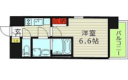 ESLEAD大阪城南GRANDUX 1Kの間取図画像