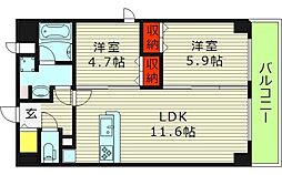 レジデンシア都島アイラ 2LDKの間取図画像