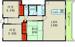 アビタ山本放出西 3LDKの間取図画像