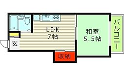 メゾンパルビス 1LDKの間取図画像