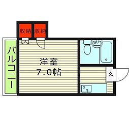 ケンズ都島 1Kの間取図画像