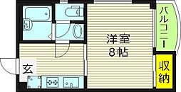 ベローナ・コート 1Kの間取図画像