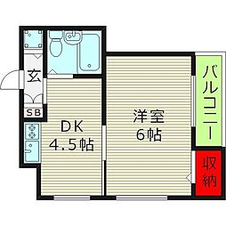 センチュリーアセットビル 1DKの間取図画像