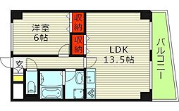 フィオーレ都島北 1LDKの間取図画像