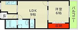 宝コーポ 1LDKの間取図画像