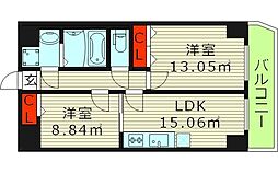 リアライズ今里南 2LDKの間取図画像