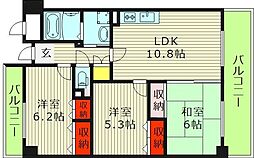 エレガンス巽 3LDKの間取図画像