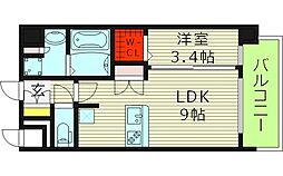 プレリス鶴見緑地グランガーデリア 1LDKの間取図画像