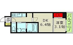 メイクス大阪鶴見 1DKの間取図画像