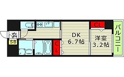 メイクス大阪鶴見 1DKの間取図画像