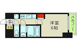 プレリス大阪今里サヴィア 1Kの間取図画像