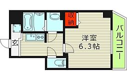 グランパシフィック毛馬 1Kの間取図画像