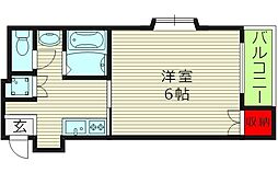 リブラル2 1Kの間取図画像