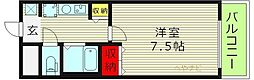 ビオス京橋 1Kの間取図画像