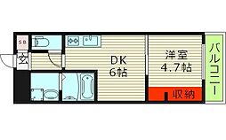 GARDENIA鶴見 1DKの間取図画像