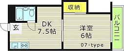 リリアン都島 1DKの間取図画像