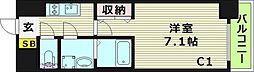 エスリード京橋グランテラス 1Kの間取図画像