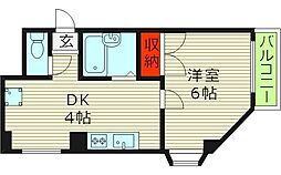 グラヴィール鶴和 1DKの間取図画像