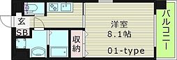 フォレストガーデン成育2 1Kの間取図画像