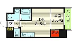 CloverGrande玉造 1LDKの間取図画像