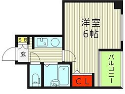 千林ロイヤルハイツ 1Kの間取図画像
