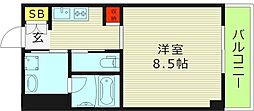 城北テラス 1Kの間取図画像