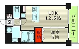 レミオコート都島 1LDKの間取図画像
