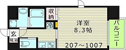 フォレストガーデン天満橋1 1Kの間取図画像