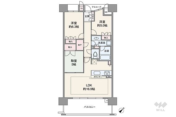 間取りは専有面...