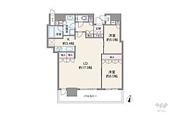 ブランズタワー梅田ノース 2LDKの間取図画像