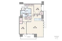 北浜ミッドタワー 2LDKの間取図画像