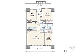 リバーガーデン四天王寺 3LDKの間取図画像