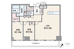 エスリード長堀タワー 2LDKの間取図画像