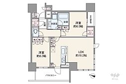 大阪市北区中津1丁目マンション 2LDKの間取図画像