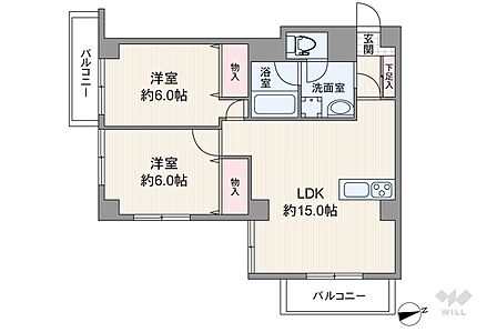 2LDK 間取り