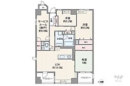 イトーピア長堀橋シェルクレール 3SLDKの間取図画像