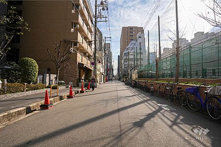 敷地西側の前面道路(北側から)