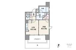 ファインフラッツ北浜 1DKの間取図画像