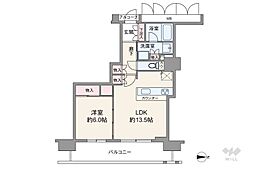 ジオタワー南森町 1LDKの間取図画像