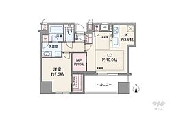 ザ・パークハウス梅田タワー 1LDKの間取図画像