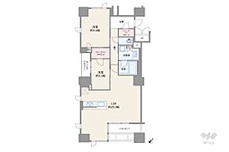 ユニハイム中之島堂島川タワーレジデンス 2LDKの間取図画像