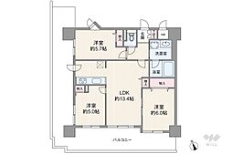 グリーンコーポ野田阪神2 3LDKの間取図画像
