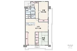 平野加美グランドハイツ2号棟 2LDKの間取図画像