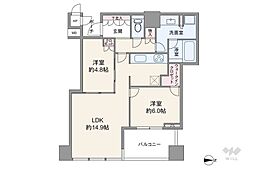 シティタワー大阪天満ザ・リバー&パークス 2LDKの間取図画像