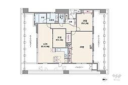 メロディーハイム四天王寺夕陽丘弐番館 3LDKの間取図画像