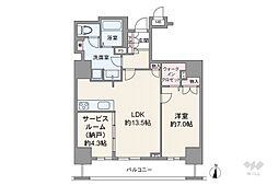 アデニウムタワー梅田イーストスクエア 1SLDKの間取図画像