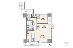 ザ・ファインタワー大阪肥後橋 2LDKの間取図画像