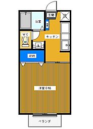 コーポ・ミユキB棟 1Kの間取図画像