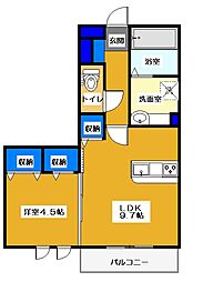 つくばエクスプレス 研究学園駅 徒歩23分の賃貸アパート 2階1LDKの間取り