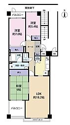 愛宕山ビューハイツ 3LDKの間取図画像